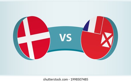 Denmark versus Wallis and Futuna, team sports competition concept. Round flag of countries.