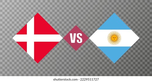 Denmark vs Argentina flag concept. Vector illustration.