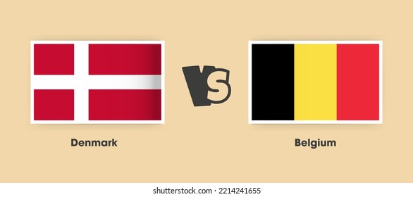 Banderas de Dinamarca contra Bélgica colocadas una al lado de la otra. Banderas nacionales creativas y elegantes de Dinamarca vs Bélgica con antecedentes