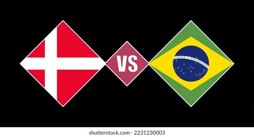 Denmark vs Brazil flag concept. Vector illustration.