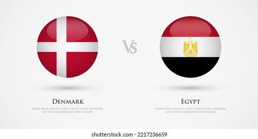 Denmark vs Egypt country flags template. The concept for game, competition, relations, friendship, cooperation, versus