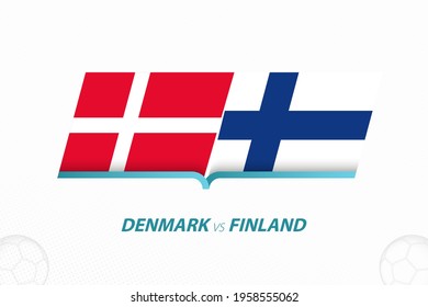 Denmark vs Finland in European Football Competition, Group B. Versus icon on Football background. Sport vector icon.