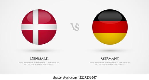 Plantilla de banderas de países de Dinamarca vs Alemania. El concepto de juego, competencia, relaciones, amistad, cooperación, contra