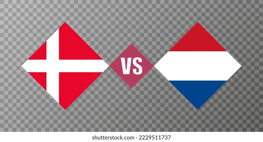 Concepto de bandera de Dinamarca vs Países Bajos. Ilustración vectorial.
