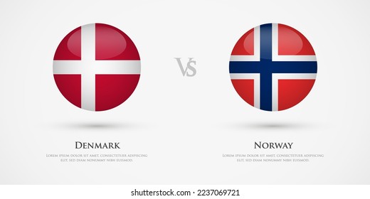 Denmark vs Norway country flags template. The concept for game, competition, relations, friendship, cooperation, versus.