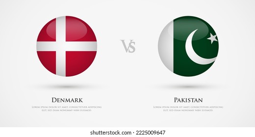 Denmark vs Pakistan country flags template. The concept for game, competition, relations, friendship, cooperation, versus.