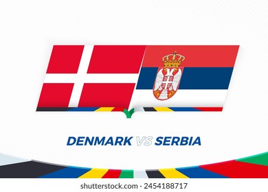 Denmark vs Serbia in Football Competition, Group C. Versus icon on Football background. Sport vector icon.