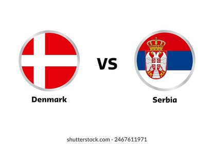 Denmark vs Serbia football match , isolated on white background