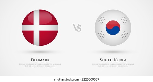 Denmark vs South Korea country flags template. The concept for game, competition, relations, friendship, cooperation, versus.