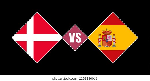 Denmark vs Spain flag concept. Vector illustration.