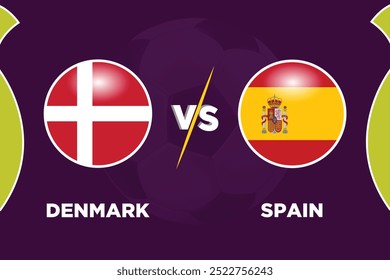 Denmark vs Spain Soccer match concept. Vector illustration of design.
DMK VS ESP football match.