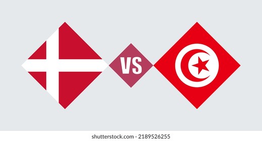 Denmark vs Tunisia flag concept. Vector illustration.