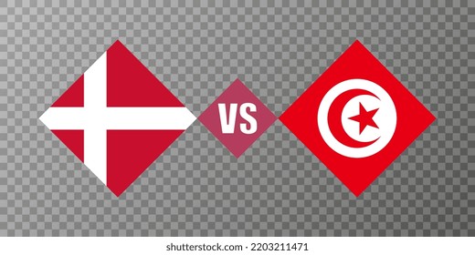 Denmark vs Tunisia flag concept. Vector illustration.