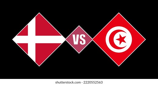 Denmark vs Tunisia flag concept. Vector illustration.