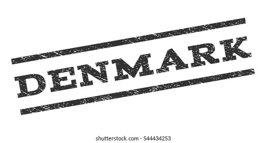 Denmark watermark stamp. Text caption between parallel lines with grunge design style. Rubber seal stamp with scratched texture. Vector gray color ink imprint on a white background.