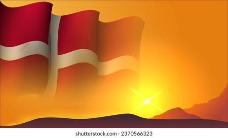 denmark waving flag background design on sunset view vector illustration suitable for poster, social media design event on denmark