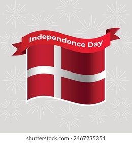 Denmark Wavy Flag Independence Day Banner Background