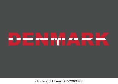 Denmark Word with heart shape, Denmark flag vector graphic, Denmark country flag is a symbol of freedom, National Denmark flag, vector illustration
