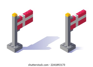 	
Denmark.Interlocking plastic bricks. 3d flag. Vector	