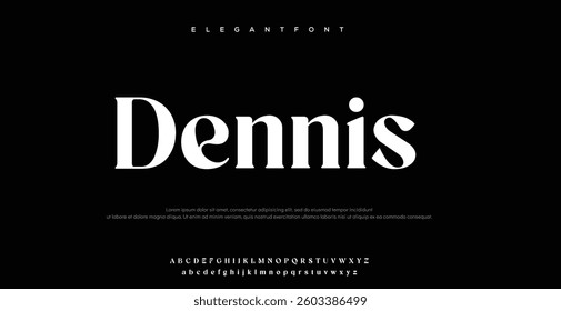 Dennis elegant Font Uppercase Lowercase And Number. Classic Lettering Minimal Fashion Designs