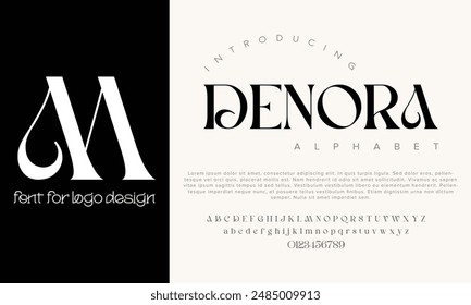 Denora vector alphabet font for logo design