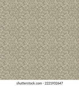 Dense abstract crack or weave effect vector seamless pattern background. Irregular joined crackle lines woven style backdrop. Broken line effect.Craquelure texture design repeat. Neutral ecru beige