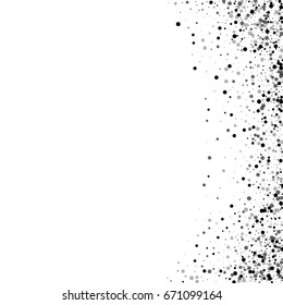 Dense black dots. Abstract right border with dense black dots on white background. Vector illustration.