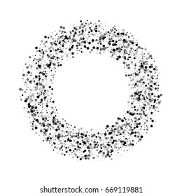 Dense black dots. Bagel frame with dense black dots on white background. Vector illustration.