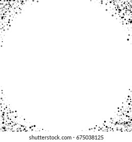 Dense black dots. Corners with dense black dots on white background. Vector illustration.