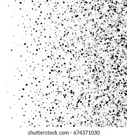 Dense black dots. Right gradient on white background. Vector illustration.