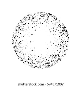 Dense black dots. Round frame with dense black dots on white background. Vector illustration.