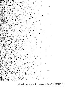 Dense Black Dots. Scatter Left Gradient On White Background. Vector Illustration.