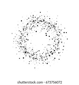 Dense black dots. Small circle frame with dense black dots on white background. Vector illustration.