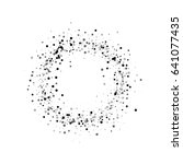 Dense black dots. Small ring frame with dense black dots on white background. Vector illustration.