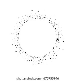 Dense black dots. Small round shape with dense black dots on white background. Vector illustration.