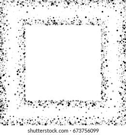 Dense black dots. Square abstract frame with dense black dots on white background. Vector illustration.