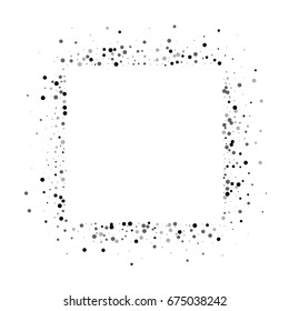 Dense black dots. Square abstract mess with dense black dots on white background. Vector illustration.