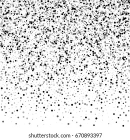 Dense black dots. Top gradient on white background. Vector illustration.