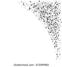Dense black dots. Top right corner with dense black dots on white background. Vector illustration.