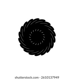 Dense black spiral with layered curved shapes forming optical illusion. Perfect for tech, illusion, or modern abstract design themes.