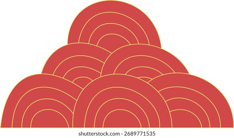 Cúmulo denso del elemento abstracto de la esquina de la nube roja y del oro o de la onda