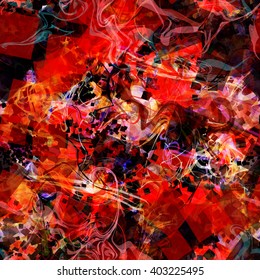 Dense dark red pattern. Rough texture. Overlay. Transparent spots and lines are overlapped at random. Seamless pattern. Abstract vector template. Blur effect and watercolor