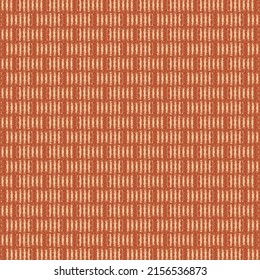 Dense fabric with rectangular shapes marked with short stripes. Carpet in reddish brown tones. Abstract vector.