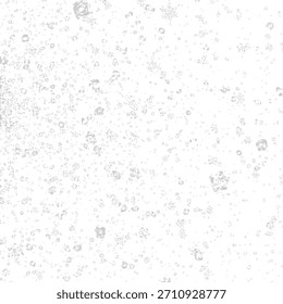 Campo denso de burbujas translúcidas en diversos tamaños dispersos a través del fondo blanco con textura científica