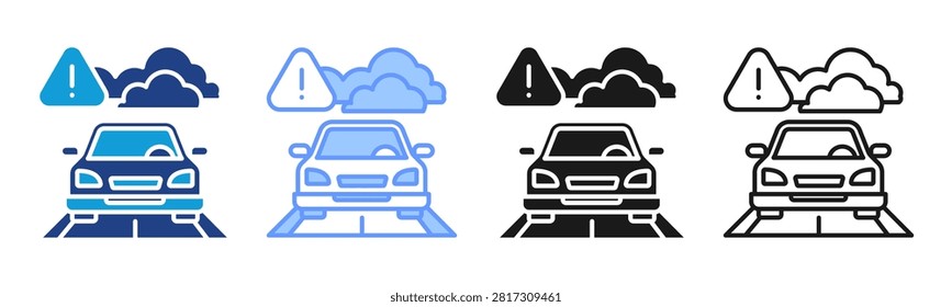 Dense Fog icon set multiple style collection