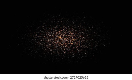 Eine dichte Ansammlung von winzigen goldenen Flecken und Teilchen auf schwarzem Hintergrund, die abstrakte Texturen darstellen, hochwertige professionelle detaillierte