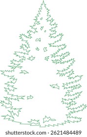 With dense green branches, the spruce forms a perfect pyramid, ideal for snowy mountain scenes.
