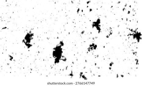 Dense halftone dotted particle texture with heavy dust noise scatter pattern for abstract grunge overlay