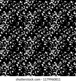 Dense hand painted thick swirls and coils grunge seamless vector texture. Made with ink brush.