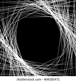 Dense intersecting lines. Abstract geometric, edgy graphic. Monochrome geometric art.